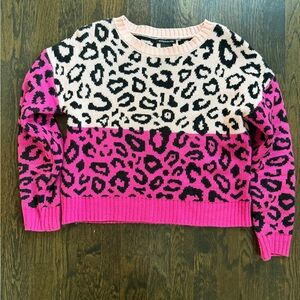 Blush & Bloom Pink Leopard Print Women's Sweater
